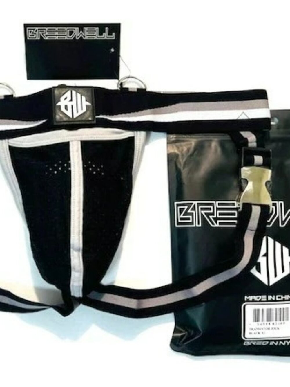 BREEDWELL Size XL Transistor Athletic Supporter / Jock - Black/Gray/White/Chrome